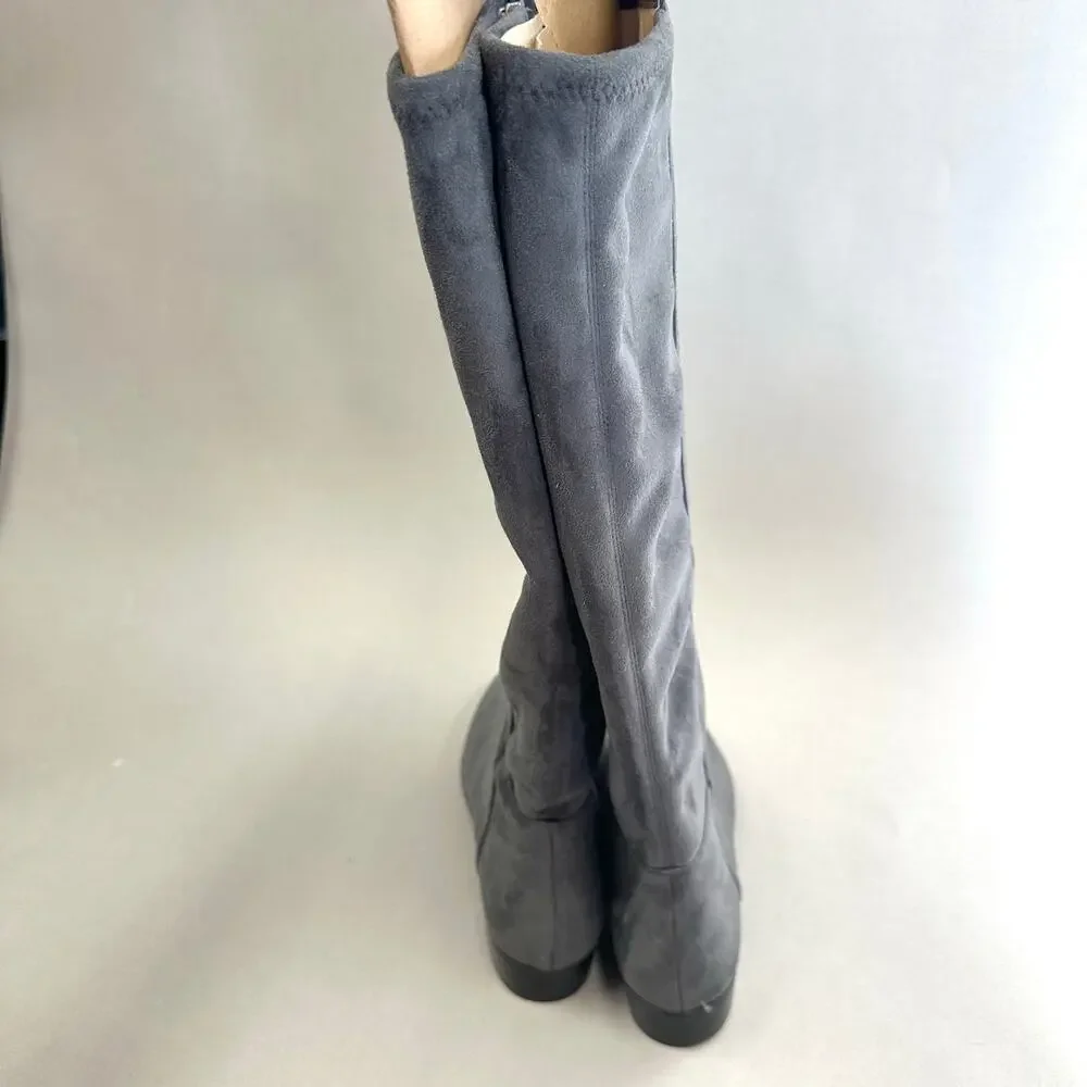 Michael Kors Bromley stretch over the boots gray faux suede‎ Size 9.5